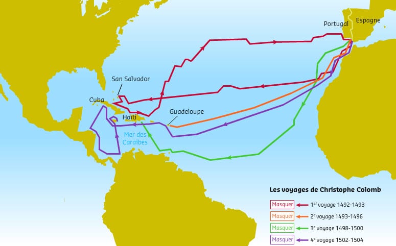 les 4 voyages de colomb aux caraibes